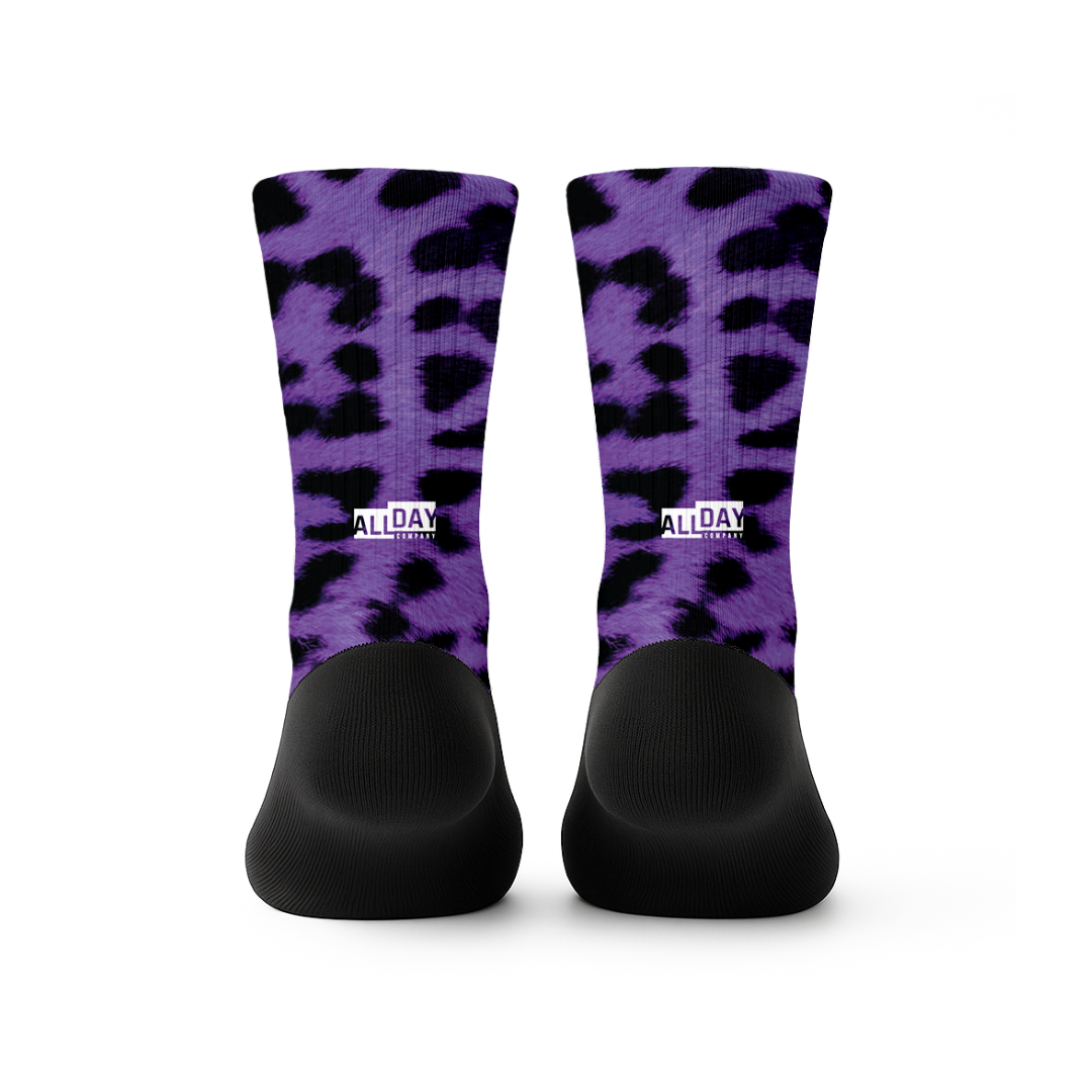 Purple Leopard Print - Calcetines Premium