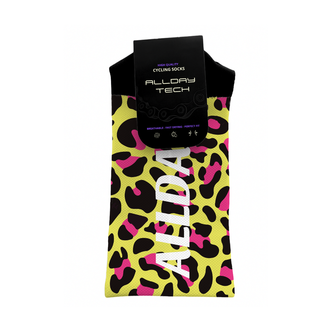 Fluor Leopard Print - Calcetines Ciclismo