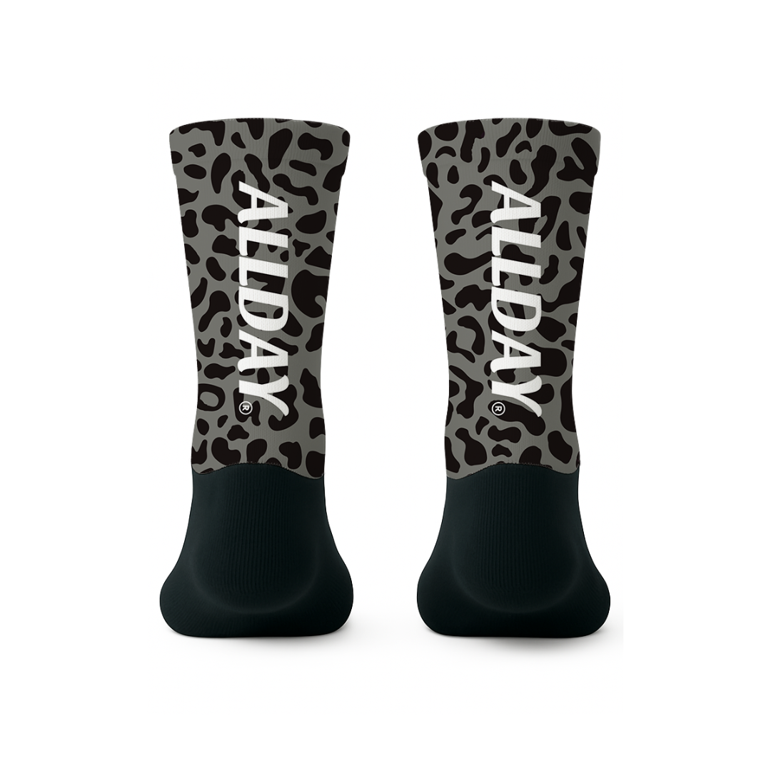 Grey Leopard Print - Calcetines Ciclismo
