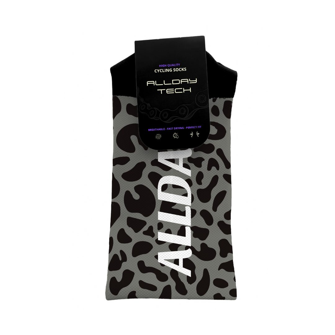 Grey Leopard Print - Calcetines Ciclismo