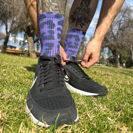 Purple Leopard Print - Calcetines Premium