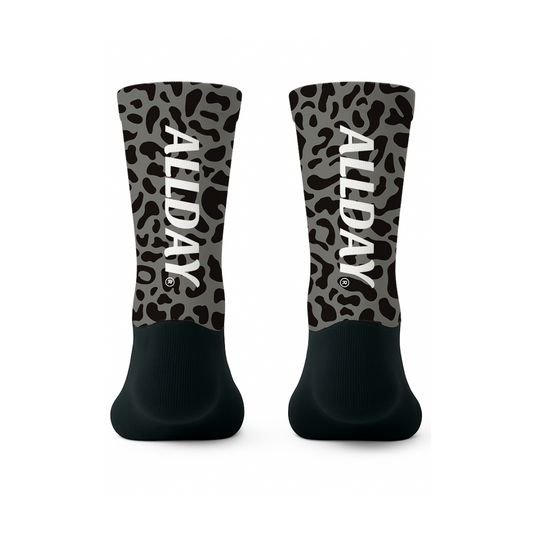 Grey Leopard Print - Calcetines Ciclismo