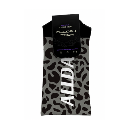 Grey Leopard Print - Calcetines Ciclismo