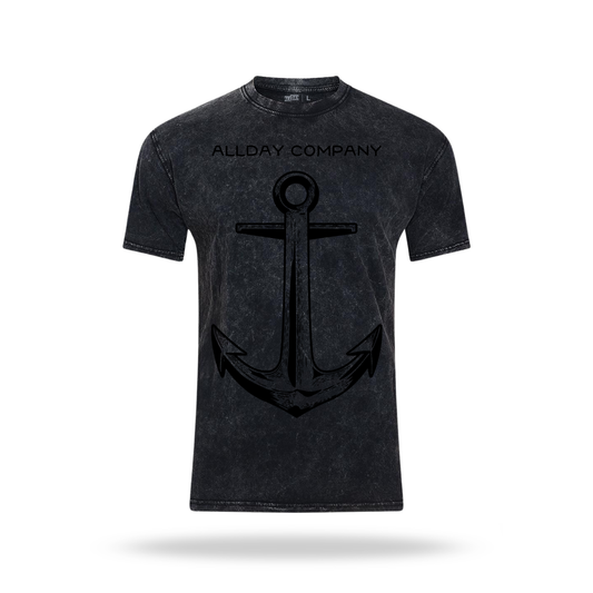 Polera Ancla - Acid Wash Manga Corta Slim Fit