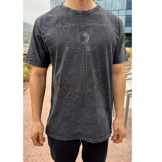 Polera Ancla - Acid Wash Manga Corta Slim Fit